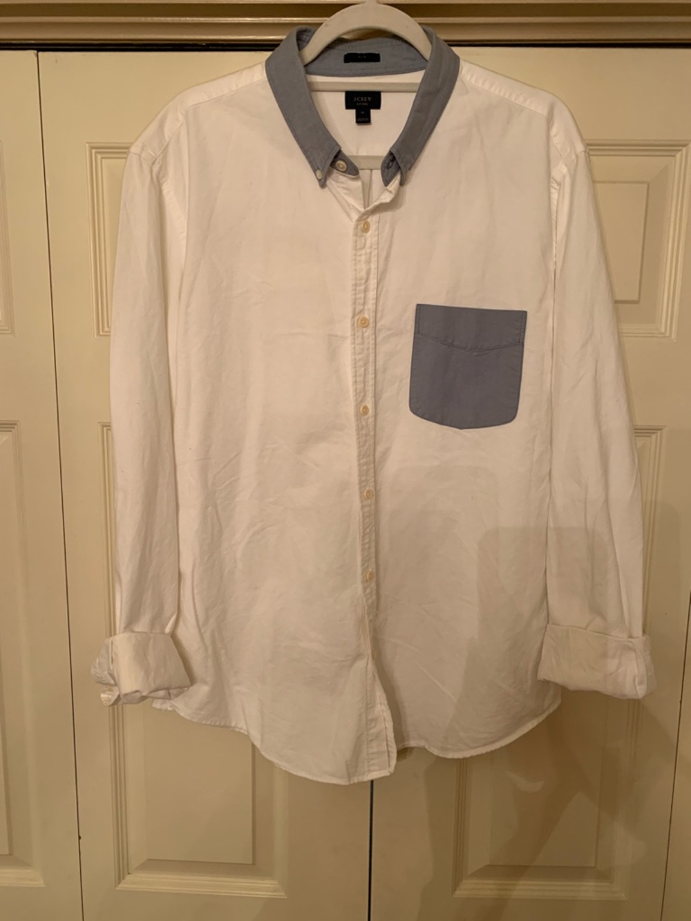 J CREW XL Slim Fit Two-Tone Blue Long Sleeve Button Down Oxford Shirt